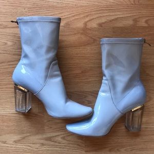 Clear heel boots